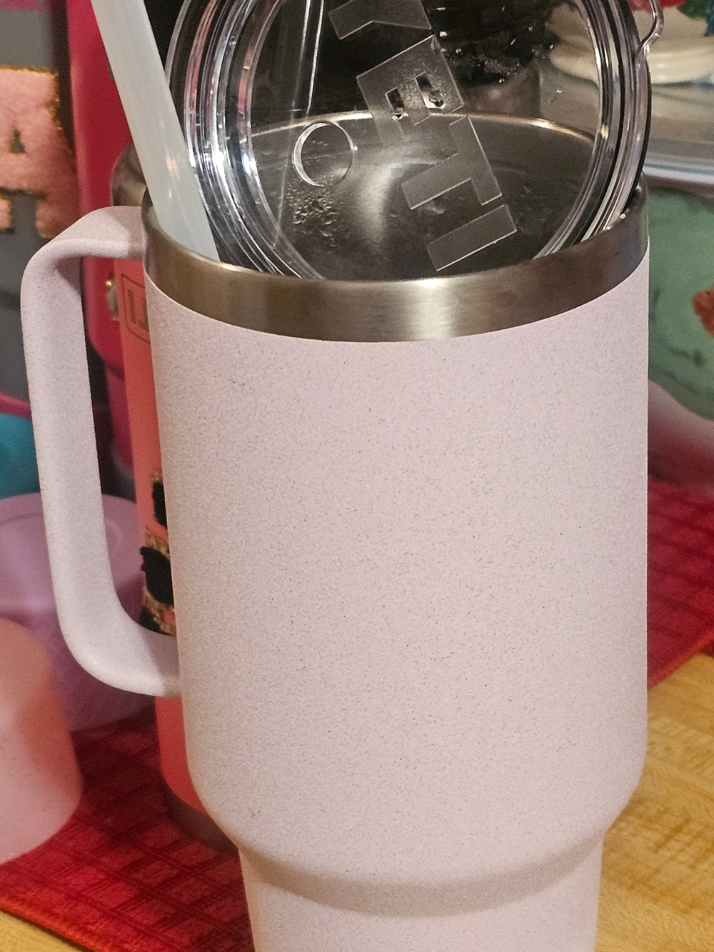 YETI Large Powder Pink Insulated Travel Mug with Handle